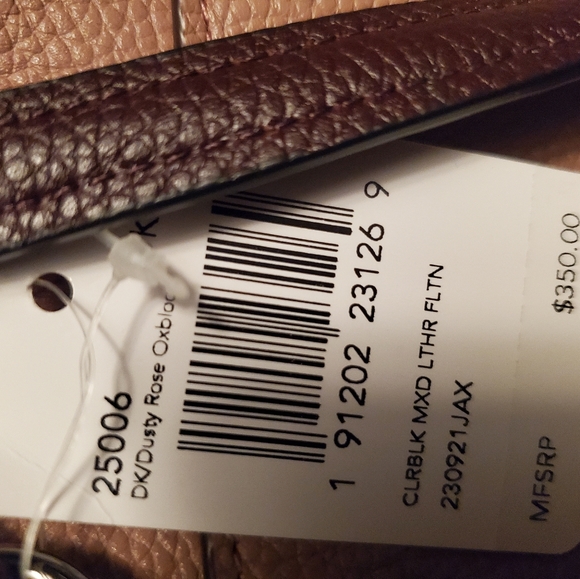 NWTs Coach Fulton Satchel Colorblock Leather_Suede Dusty Rose/Oxblood MSRP:$350 - Picture 6 of 10